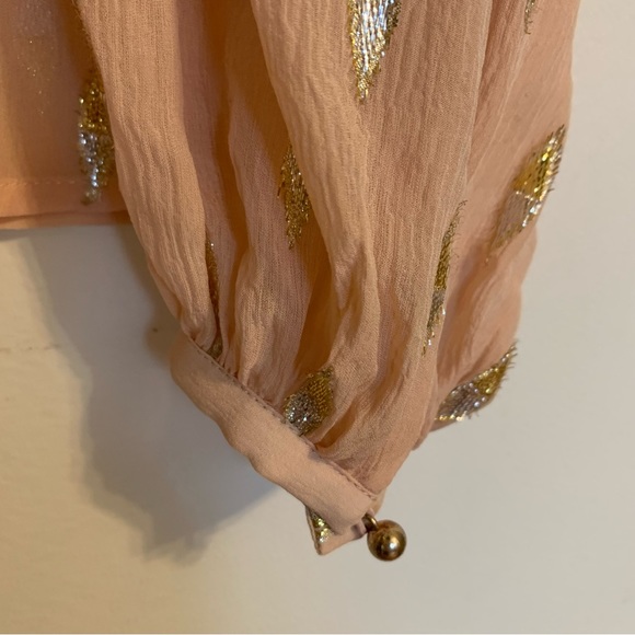 Sezane Izaac Shirt in Rosy Beige Lurex, Size 38/US 6 - Picture 11 of 13